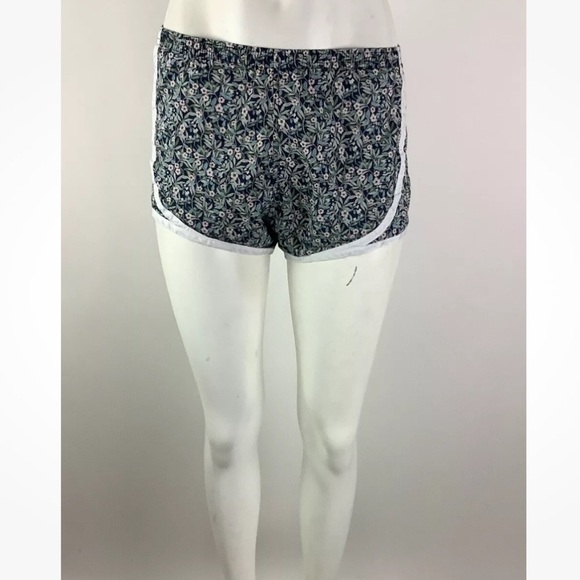 Ann Mashburn Sz XS Poplin Track Shorts Floral Print Blue 100% Cotton Pullon - Picture 1 of 5